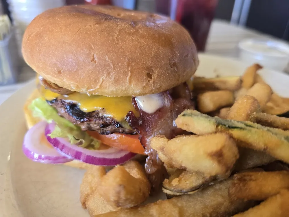 All American Burger with Fried Zucchini