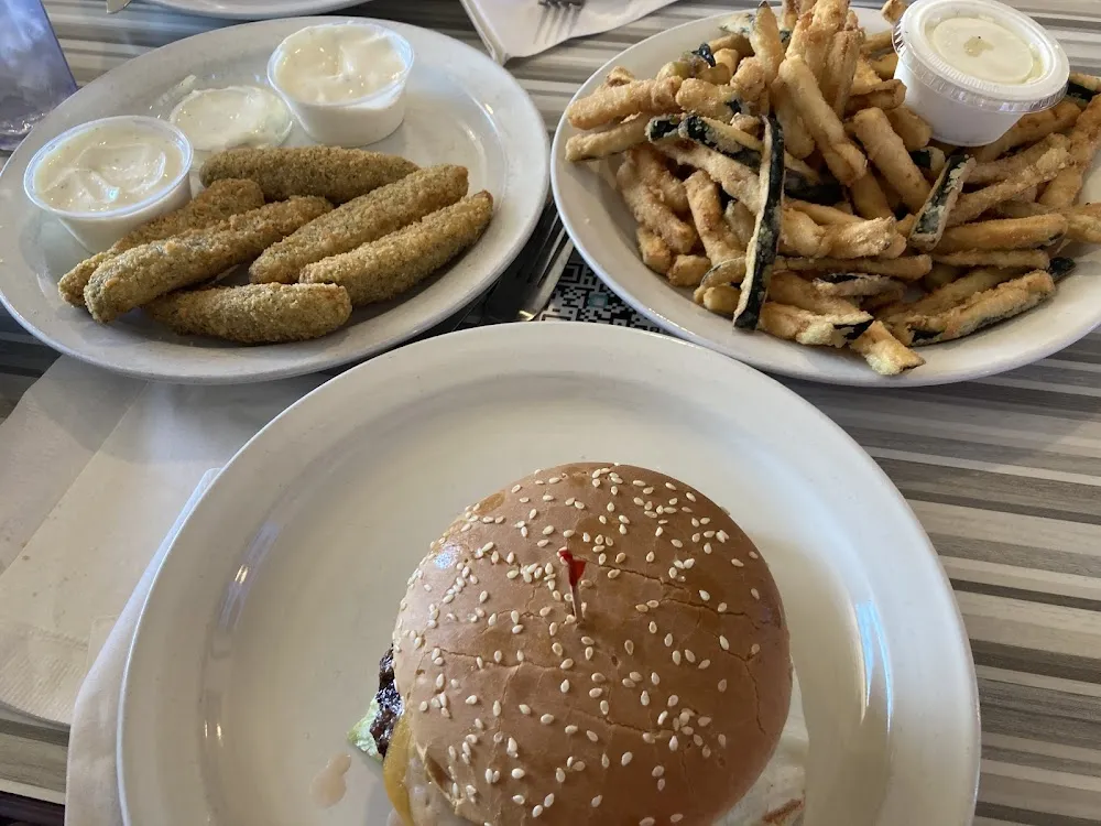Hamburger & Fried Zucchini Sticks